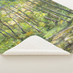 grove painting watercolor on silk sherpa blanket