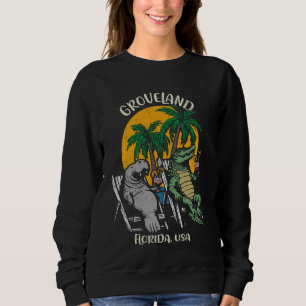 Groveland Florida USA Funny Manatee and Alligator Sweatshirt