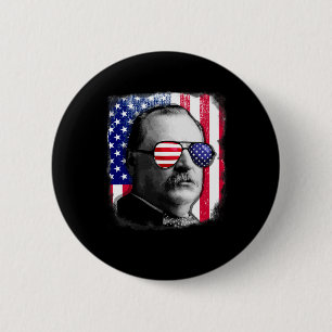 Grover Cleveland Us Flag 4th Of July  2 Inch Round Button