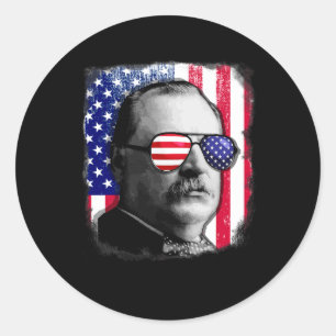 Grover Cleveland Us Flag 4th Of July Classic Round Sticker