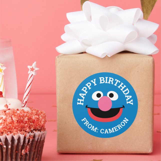Grover Face Art | Happy Birthday Gift Tag (Party)