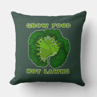Grow Food Not Lawns Funny Gardening T-Shirt Throw Pillow