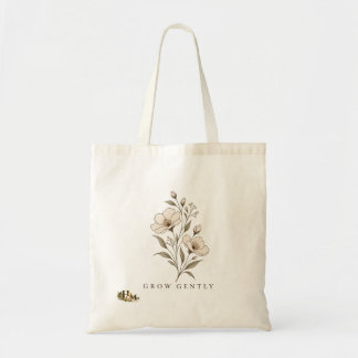 Grow Gently Watercolor Floral Aesthetic Tote Bag