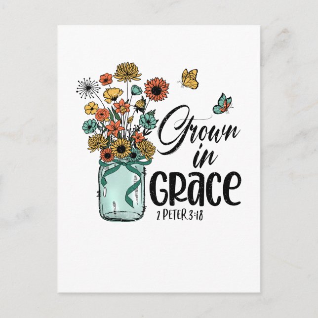 Grow In Grace Bible Religion Faith Postcard (Front)