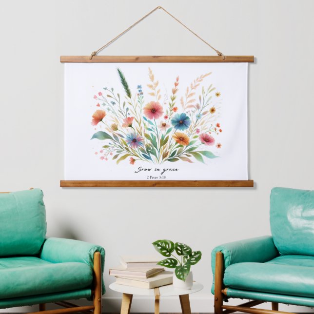 Grow in Grace floral Hanging Tapestry (Living Room)