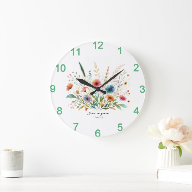 Grow in Grace floral Large Clock (Home)