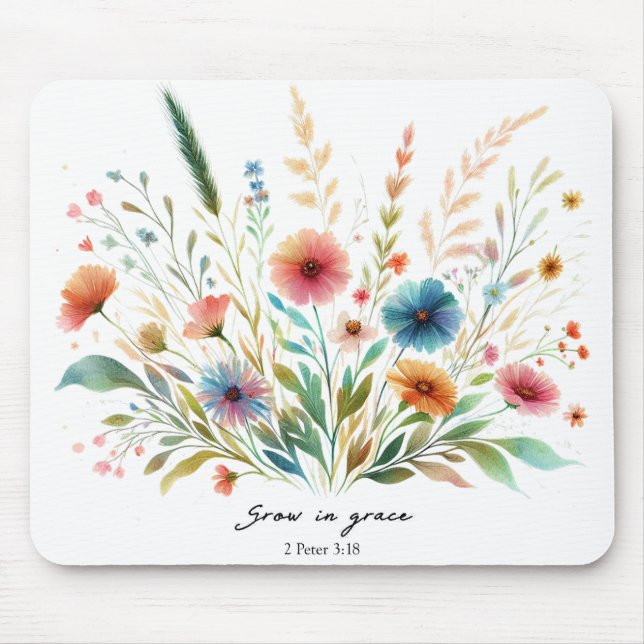 Grow in Grace floral Mouse Pad (Front)