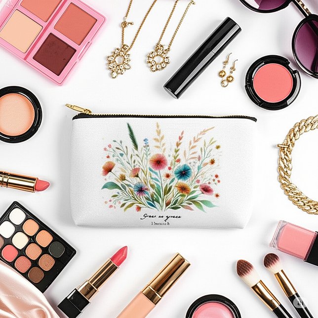 Grow in Grace floral personalized Accessory Pouch (Creator Uploaded)