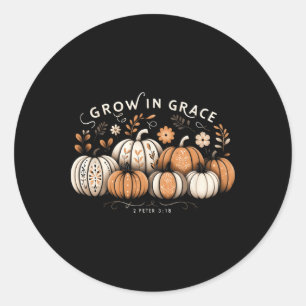 Grow In Grace Pumpkins Fall Thanksgiving Christian Classic Round Sticker