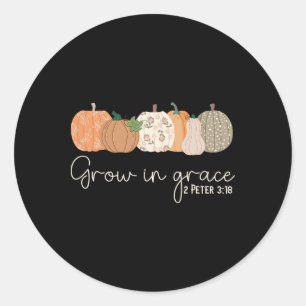 Grow In Grace Pumpkins Fall Thanksgiving Christian Classic Round Sticker