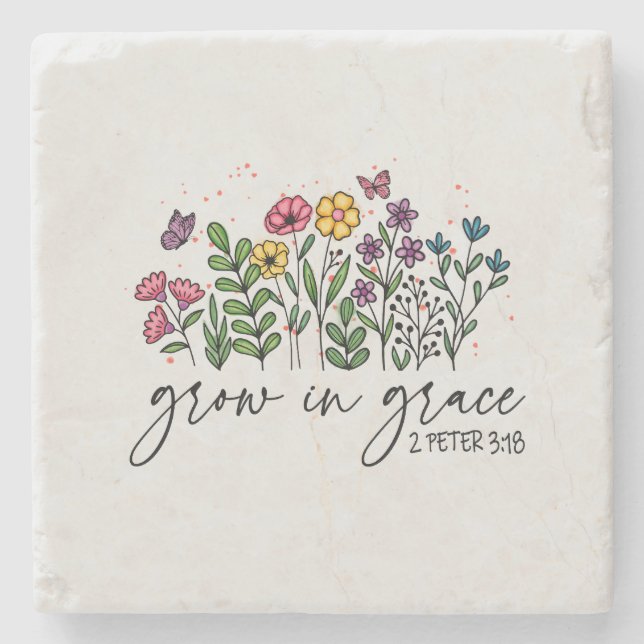 Grow in Grace Stone Coaster (Front)