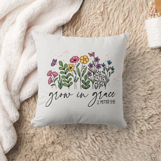 Grow in Grace Throw Pillow (Blanket)