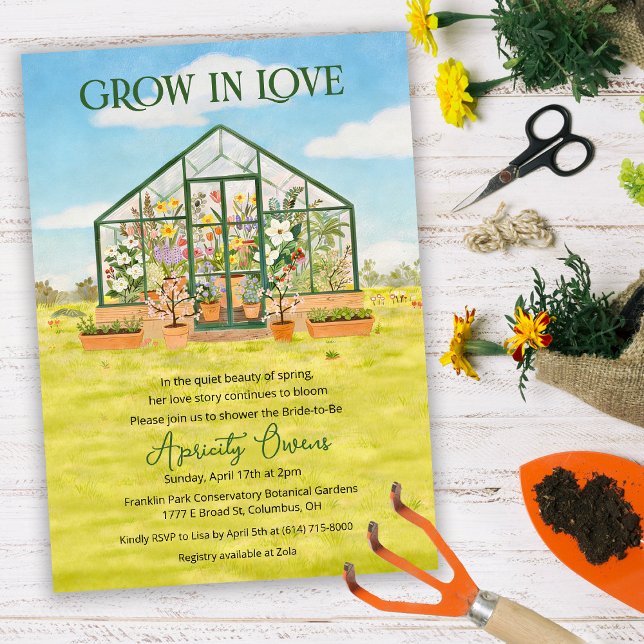 Grow in Love Greenhouse Bridal Shower Invitation (Créateur téléchargé)