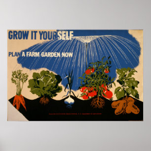 Grow It Yourself Plant A Farm Garden Vintage 1941 Poster
