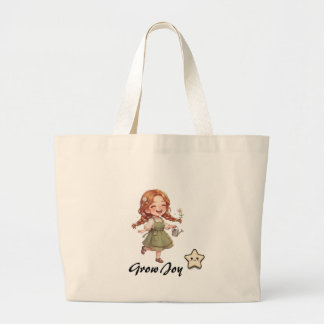 GROW JOY CUTE CARTOON GIRL POSITIVE TOTE BAG