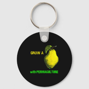 Grow Pear Organic Sustainable Permaculture Retro D Keychain