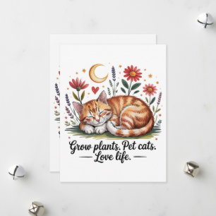 Grow Plants Pet Cats Love Life Cute Gardening Holiday Card