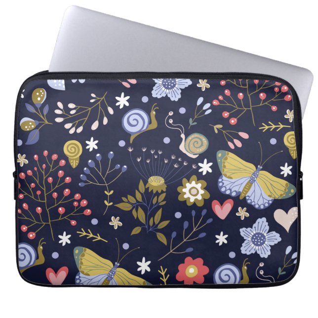 Grow Positive Flowers And Butterfly Colourful     Laptop Sleeve (Front)