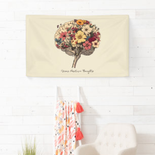 Grow Positive Thoughts Brain Floral Style T-Shirt Banner