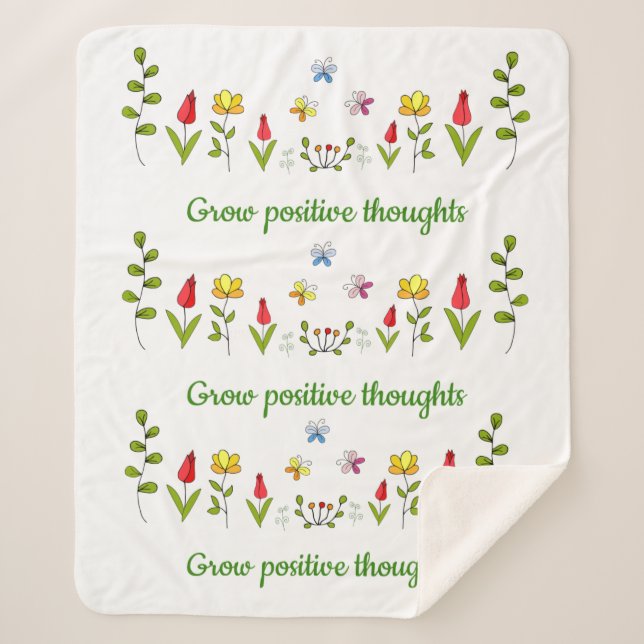 Grow positive thoughts flowers    sherpa blanket (Front)