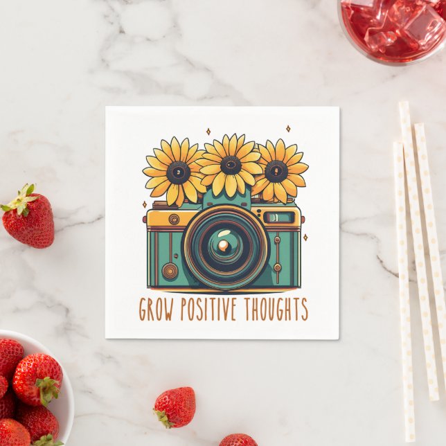 Grow Positive Thoughts,Sunflower Camera Napkin (Insitu)