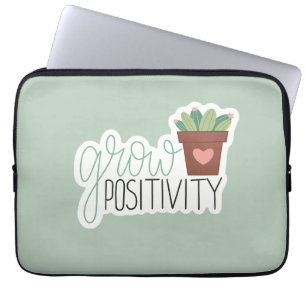 Grow Positivity - Inspirational Calligraphy Design Laptop Sleeve