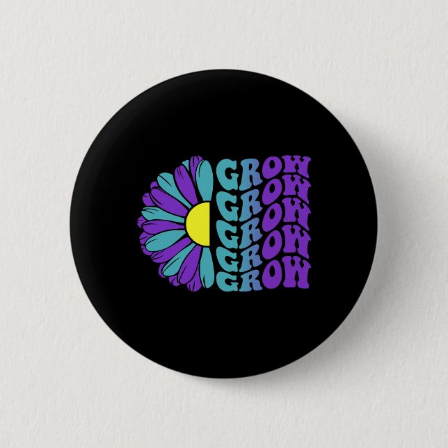 Grow Prevention Awareness Suower 2 Inch Round Button (Front)