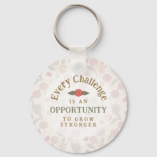"Grow Stronger" Affirmation Keychain (Front)