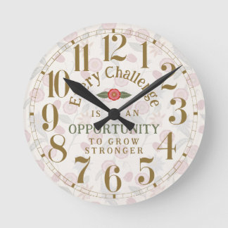 "Grow Stronger" Affirmation Round Clock