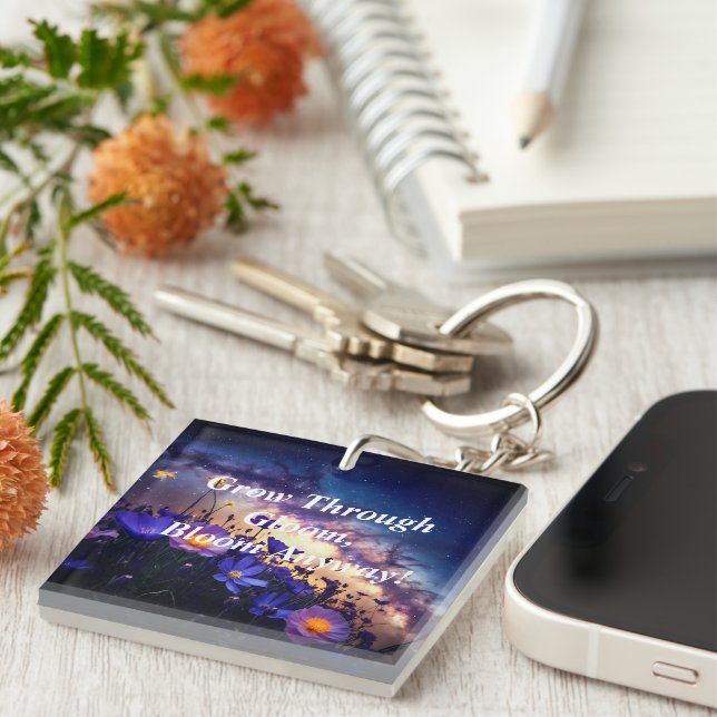 Grow Through Gloom: Aurora Night Sky Keychain (Front Right)