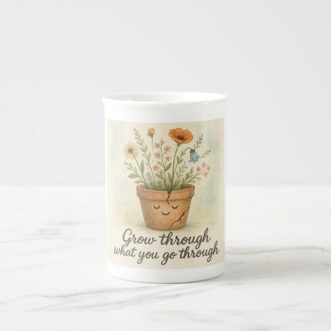 Grow Through What You Go Through Bone China Mug (Front)