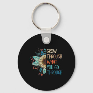 Grow Through What You Go Through Inspirational Men Keychain
