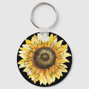 Grow Through What You Go Through Sunflower Keychai Keychain