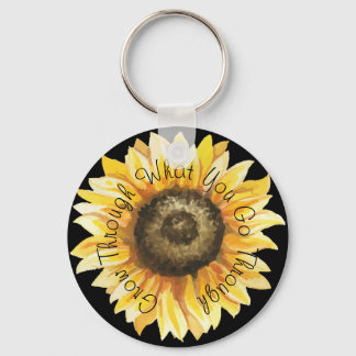 Grow Through What You Go Through Sunflower Keychai Keychain