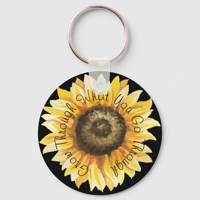 Grow Through What You Go Through Sunflower Keychai Keychain (Front)