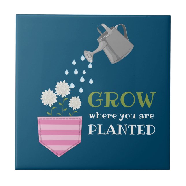 Grow where you are planted pocket inspirational  tile (Front)