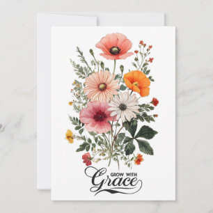 Grow with Grace, Vintage Botanical Bloom Holiday Card