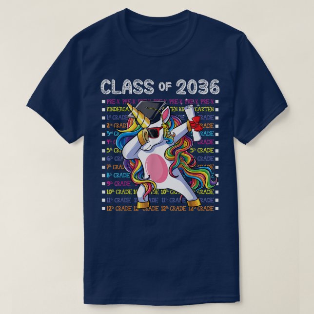 Grow With Me  Dabbing Unicorn Class of 2036  T-Shirt (Design Front)