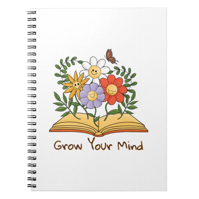 Grow Your Mind Book Floral Notebooks (Front)