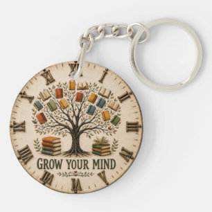 Grow Your Mind Book Reading Teacher Gift Keychain