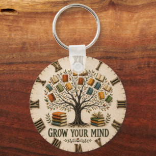 Grow Your Mind Book Reading Teacher Gift Keychain