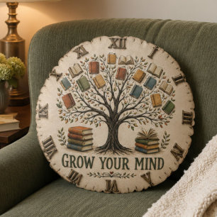 Grow Your Mind Book Reading Teacher Gift Round Pillow
