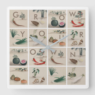Grow Your Own Kitchen Square Wall Clock
