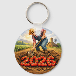 “Grow Your Own Luck Tomato Farming Keychain” Keychain
