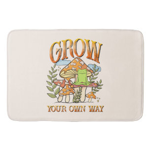 "Grow Your Own Way"   Meditating Frog & Mushroom Bath Mat