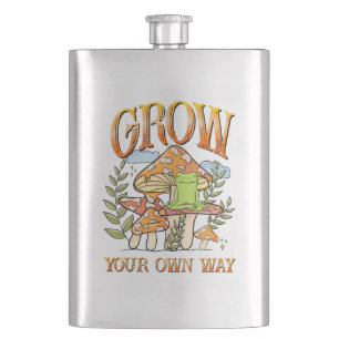 "Grow Your Own Way" Meditating Frog & Mushroom Hip Flask