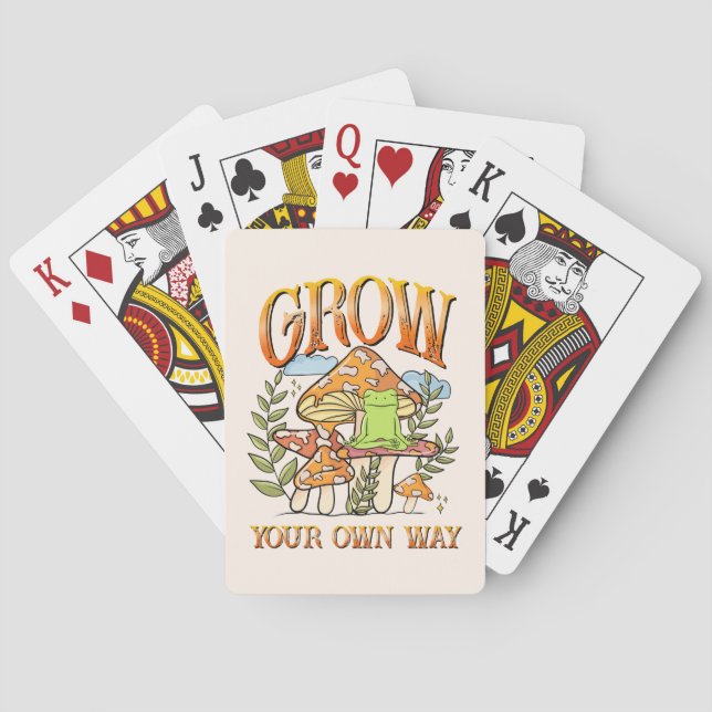"Grow Your Own Way" | Meditating Frog & Mushroom Playing Cards (Back)