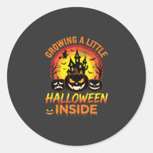 Growing a Little Halloween Inside Haunted Pumpkin  Classic Round Sticker