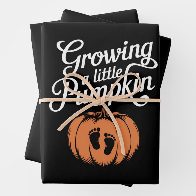 Growing A Little Pumpkin Fall Pregnancy Wrapping Paper Sheet (In situ)