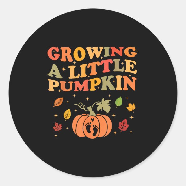 Growing A Little Pumpkin Halloween Pregnancy Annou Classic Round Sticker (Front)